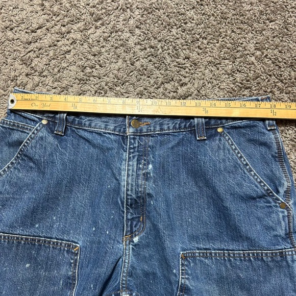 Carhartt Double Knee Loose Fit Carpenter Jeans Blue Denim Paint Splatter 36x30 - Picture 3 of 7